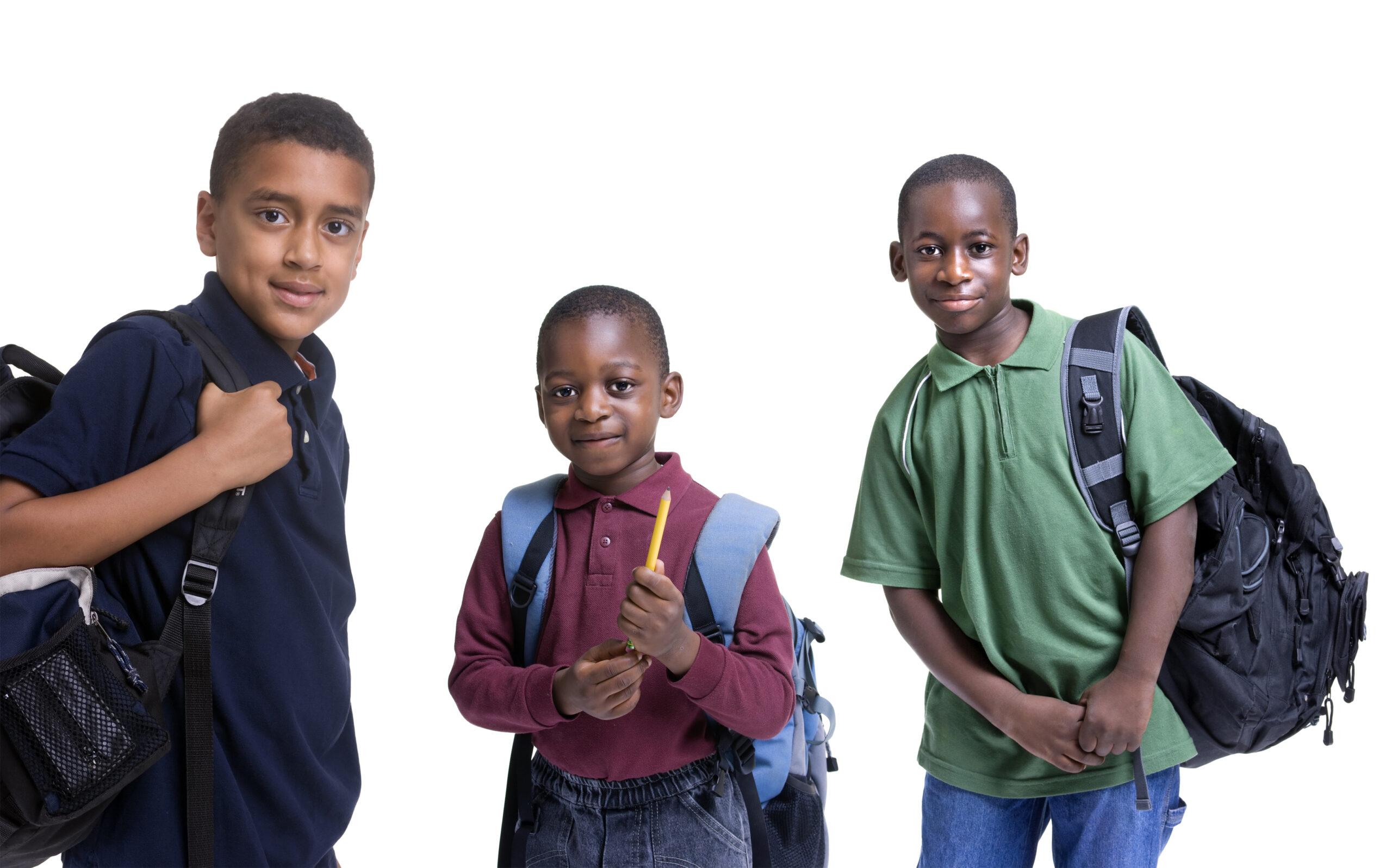 A group of african american students ready for school. Education, learning