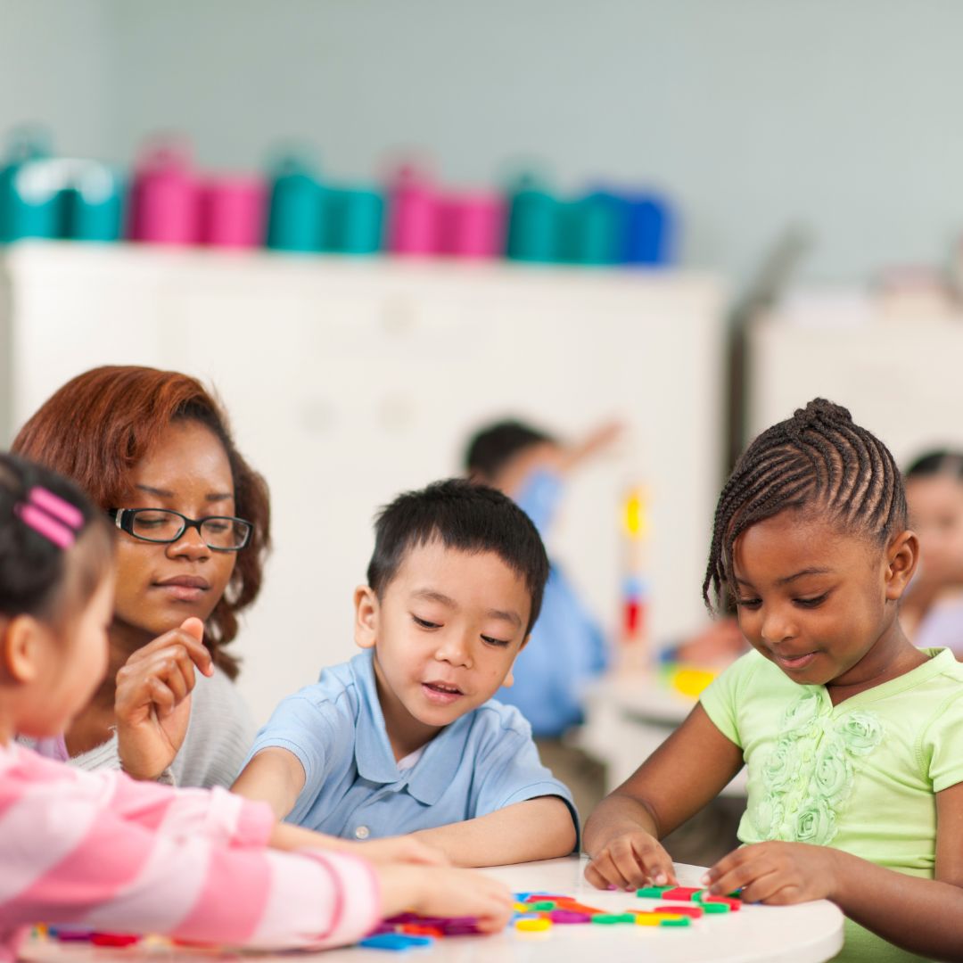 Preschool students at school