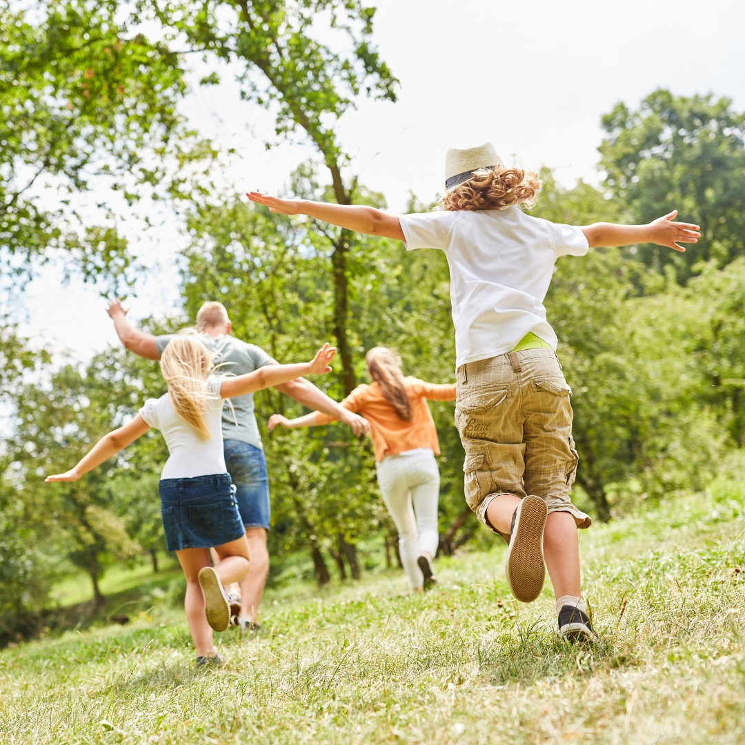 Kids running and playing outside