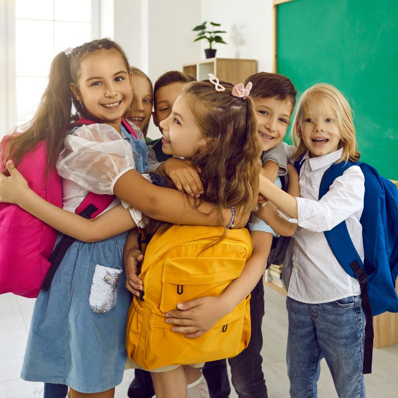 children group hugging