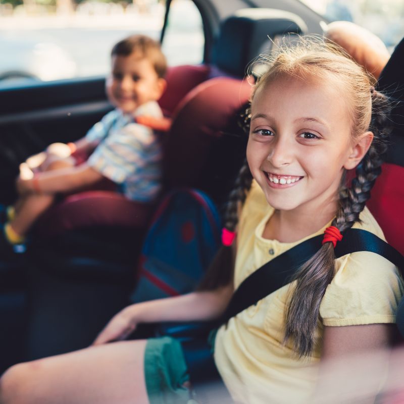 two children in car